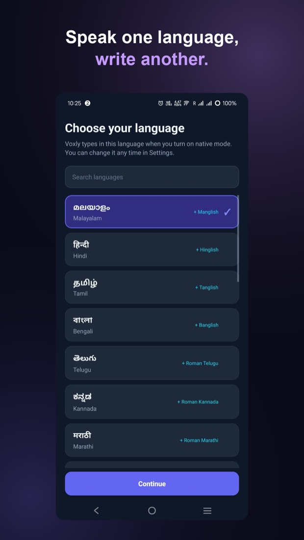 Choosing from 22 output languages